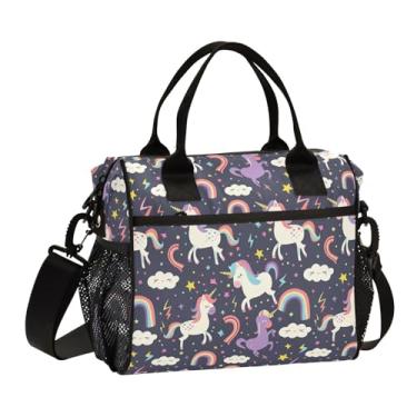 Imagem de ODAWA Unicorns Rainbows roxas masculinas lancheiras para trabalho reutilizáveis térmicas lancheiras isoladas para crianças, meninas e meninos
