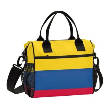 Imagem de ODAWA Lancheira infantil com bandeira da Colômbia – Lancheira térmica pequena para meninos e meninas, lancheira com suporte para garrafa de água, lancheira com alça de ombro para escola e creche
