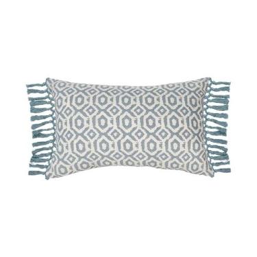 Imagem de Capas De Almofadas Com Estampa Geométrica Azul Claro Com Franjas Para 