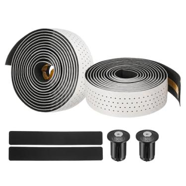 Imagem de PATIKIL Fita de guiador de bicicleta de poliuretano EVA, 1 par de fita macia para barra de bicicleta antiderrapante tamanho único com plugues de extremidade para dobrar ciclismo de estrada, branca