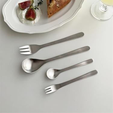 Imagem de Garfos de sobremesa estilo japonês - Talheres de aço inoxidável escovado para chá da tarde e hora do café, pode ser lavado na lava-louças