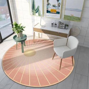 Imagem de Tapete redondo para decoração de sala de estar, lavável, para sala de estar, tapete grande para cabeceira, quarto, tapete decorativo para casa, tapete 3D para chão (120x120cm/7)