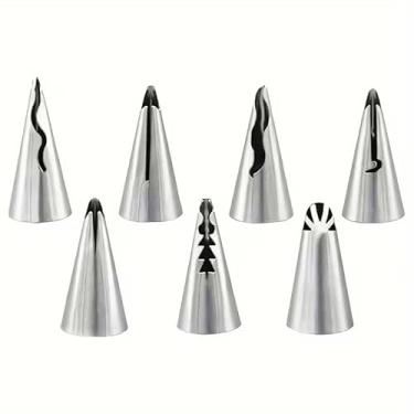 Imagem de 7 peças de bicos de tubulação de saia plissada de aço inoxidável, ferramentas de decoração de bolos, fácil de limpar, adequado para padeiros profissionais e domésticos