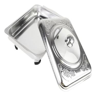 Imagem de Travessa Servir Rechaud Leve Inox Tampa E Com Pé Buffet Mesa