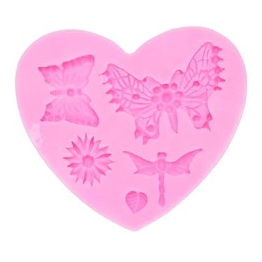 Imagem de Molde de fondant de silicone Ainoli, padrão de folha de flor de libélula, antiaderente, bandeja de cozimento de silicone reutilizável para decoração de bolo
