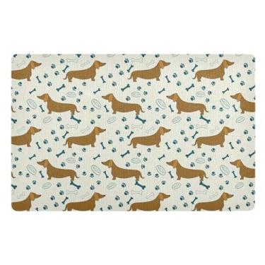Imagem de Joisal Tapete de porta bonito Dachshunds de desenho animado para entrada externa antiderrapante tapete de boas-vindas 81 x 50 cm tapete de chão externo