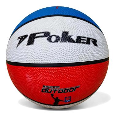 Imagem de Bola de Basquete Poker Outdoor 7 Ref 05817 Branca Azul e Vermelha-Unissex