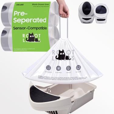 Imagem de Caixa de areia para gatos robô 4 e 3 sacos de lixo, pacote com 40 sacos de caixa de areia automática, sacos de forro de caixa de areia para gatos resistentes 64 x 48 cm