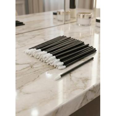 Imagem de 50 peças descartáveis para batom e brilho labial, pincel de maquiagem, kit de ferramentas preto