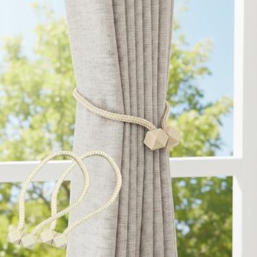 Imagem de 2 peças de laços magnéticos de cortina - prendedores de cortina de corda para cortinas, suportes decorativos de cortinas de janela para casa e quarto