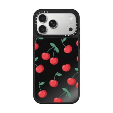 Imagem de CASETiFY Capa espelhada para iPhone 17 Pro Max [refletiva/compatível com Magsafe/1,5 m. 1X proteção contra quedas de grau militar] - cerejas - preta em preto