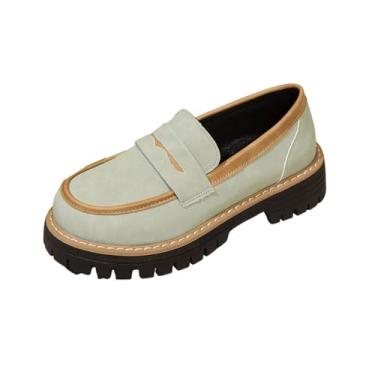Imagem de Mocassins femininos fashion casual primavera e verão combinando cores bico redondo boca rasa combina com tudo, Verde, 35