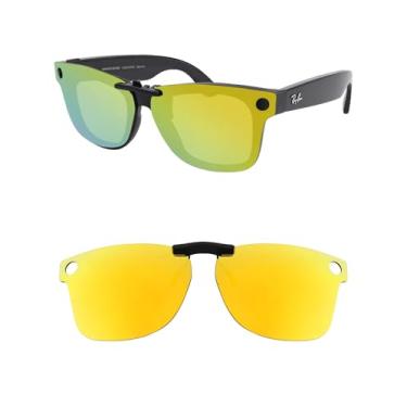 Imagem de HILEEN Clip-on polarizado para óculos de sol Ray-Ban Meta Wayfarer RW4006 e Gen 2 RW4012 Regular 50-22 - Dourado