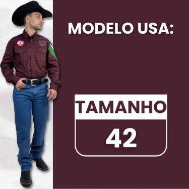 Imagem de Calça Country Masculina Jeans Com Elastano Oklahoma Country, Azul, Cla