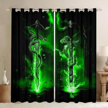 Imagem de Feelyou Cortinas blackout abstratas com sabre de luz 30%-50% para decoração de casa para meninas, meninos, cortina de janela para quarto, sala de estar, jogo, espada néon, mágica, cortinas de janela,