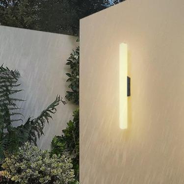 Imagem de GZZBMY LED apliques de parede exterior IP65 impermeável metal alumínio acrílico candeeiros de parede modernos longa interior / exterior iluminação para corredores, pátio, jardim (luz quente, 55 cm)
