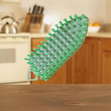 Imagem de Escova de limpeza dobrável reutilizável de plástico durável para banheiro, cozinha e cantos difíceis de alcançar, ferramenta de limpeza doméstica sem eletricidade, verde
