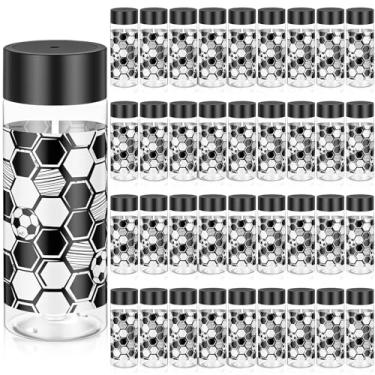 Imagem de Skylety 36 garrafas plásticas de suco de futebol de 340 g com tampa preta garrafas de bebida reutilizáveis jogadores de futebol a granel presentes de equipe para aniversários temáticos esportivos