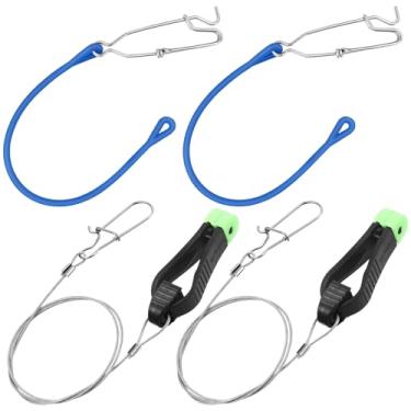 Imagem de AceOrbit 4 peças de acessórios de pesca, incluindo 2 clipes de encaixe com clipe de liberação Downrigger de 45 cm Leader 2 Snubber de peso para prancha de plaina offshore