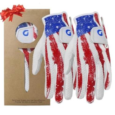 Imagem de Luvas de golfe juvenis, mão esquerda, luvas de golfe infantis para meninos e meninas (branca-vermelha, pequena (idades 4-6) - pacote com 2