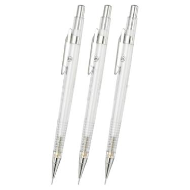 Imagem de PATIKIL 3 peças de lapiseira de 0,5 mm, suporte mecânico para lápis de chumbo, suporte de plástico automático de ponta fina com borracha para desenho, arte, esboço, marcenaria, branco