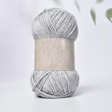 Imagem de novelos de fio de algodão e acrílico de peso médio - fio de tricô macio de crochê para cachecóis, chapéus e projetos de artesanato feitos à mão (cinza)