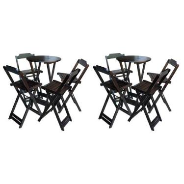 Imagem de Kit 2 Jogos de Mesa Bistrô de Madeira com 4 Cadeiras Dobravel Ideal pa