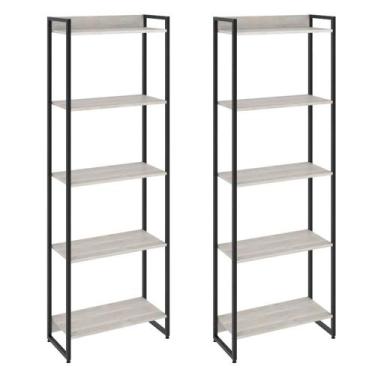 Imagem de Kit 2 Estantes Multiuso Escritório Industrial 5 Prateleiras Areta 186x