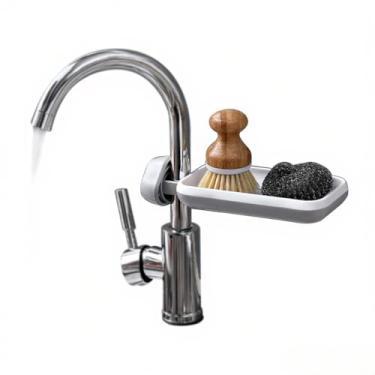 Imagem de Suporte para Esponja de Cozinha Organizador Escova e Sabão Porta-Objetos Rotativo Faucet Pia Prateleira Desmontável com Drenagem ABS Design Aberto Eco