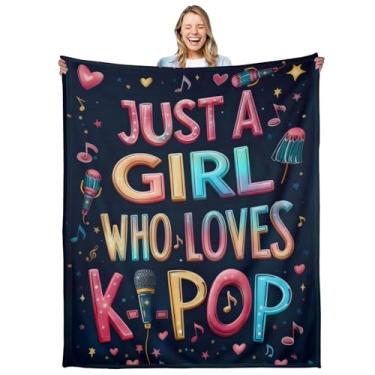Imagem de Kpop Merch Cobertor para meninas, cobertor K-pop para fãs de Kpop, presentes coreanos para mulheres e meninas, presente de música para meninas e mulheres, cobertores de mercadorias Kpop, Just A Girl
