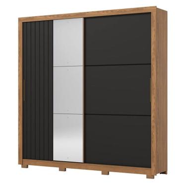 Imagem de Guarda Roupa Casal Vasti 2 Portas Nature Preto Hp - Henn