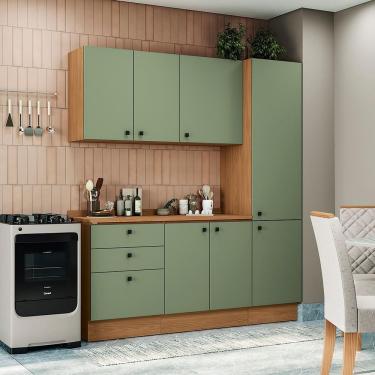 Imagem de Armário De Cozinha Compacta 190cm Canela/verde Frevo Pixel Kappesberg