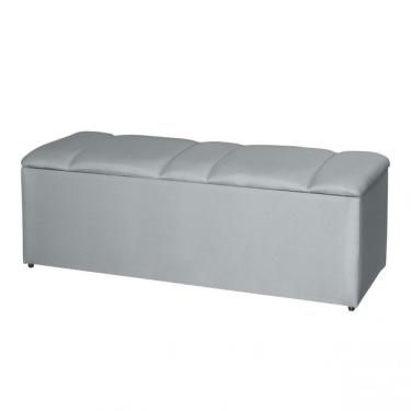Imagem de Recamier Banco Baú Estofado 140 Cm Tania Linho Cinza Idf Dec