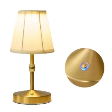 Imagem de ASHATA Candeeiro de Mesa Sem Fio Portátil, Candeeiro de Mesa Com Sombra de Tecido, Iluminação Alimentada por Bateria Recarregável de 1800mAh, Luz Regulável Com Controle de Toque para