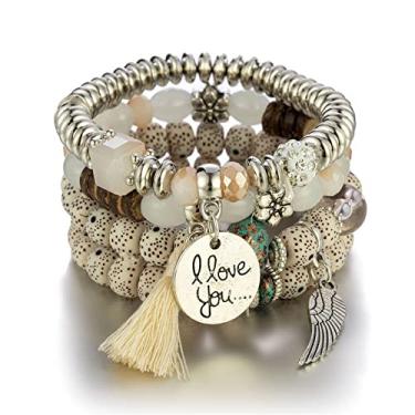 Imagem de Pulseiras femininas com contas, estilo boêmio, empilhável, multicamadas, joias da amizade, para o verão, Medium, Acrílico, Sem Pedra Preciosa