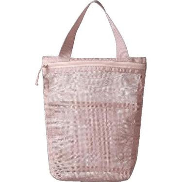 Imagem de Bolsas de Higiene Pessoal Portáteis, Organizador de Banheiro e de Malha Pendurado, Sacos de Chuveiro de Grande Capacidade com Alça para Viagem Acampamento (Rosa)