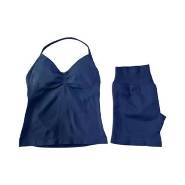 Imagem de Conjunto De Top E Shorts Sem Costura De Cintura Alta Para Academia, Ro