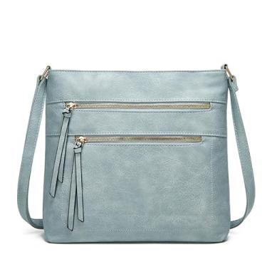 Imagem de Bolsa de ombro feminina, bolsa transversal, bolsa de couro, Azul