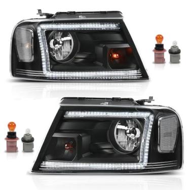 Imagem de G-PLUS Par de montagem de faróis de LED dianteiros adequado para Ford F150 2004-2008/Fit Lincoln Mark LT 2006-2008 (não serve para camas 2004 F150 Heritage/Flareside Beds) FO2503247 FO2502247 Lente