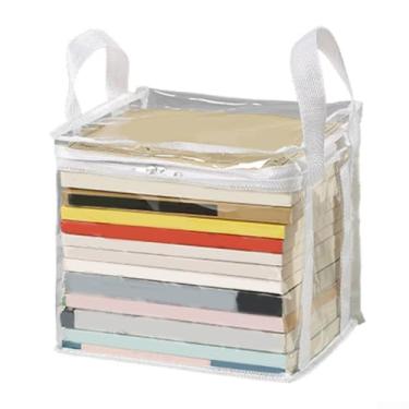 Imagem de Caixa de armazenamento de livros para sala de aula, transparente à prova d'água, caixa de organização e armazenamento de livros domésticos, tamanho cinza pequeno