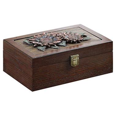 Imagem de Caixa de joias caixa de joias de madeira de camada dupla de alta capacidade caixa de joias vintage de veludo caixa de armazenamento para anel brinco pulseira caixa de joias para mulheres