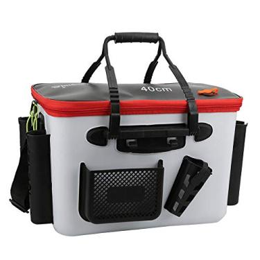 Imagem de Balde de pesca portátil multifuncional Caixa de peixe vivo Engrossar barril de integração à prova d'água Durável Material EVA Grande espaço para pesca Acampamento Caminhadas Preto