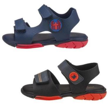 Imagem de Kit 2 Pares Sandália Papete Infantil Menino Preta Básica e Marinho Aranha Kidstep-Masculino