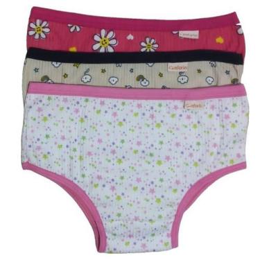 Imagem de Kit 5 Calcinhas Infantil Suede Feminina Menina Estampado Criança Infan