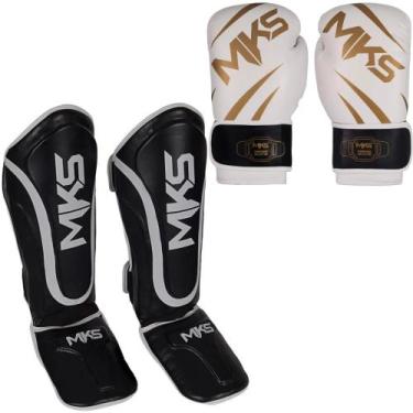 Imagem de Luva Boxe Muay Thai New Champion Branca + Caneleira Muay Thai Prospect