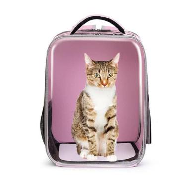 Imagem de Bolsa mochila pet visor transparente estilo astronauta rosa - Yeet
