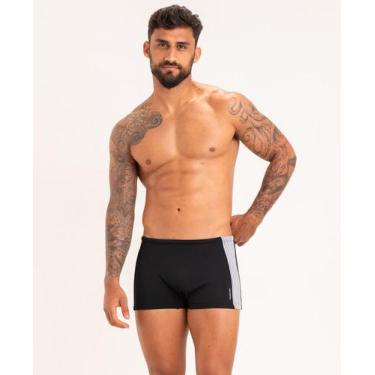 Imagem de Sunga Boxer Recortes Listrado Estampa Grãos - APNEIA, Preto, G