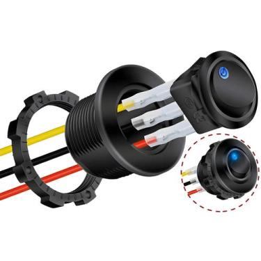 Imagem de Interruptor Gangorra Iluminado Com LED 12V 20mm ON/OFF Para Carro, Cam