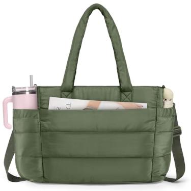 Imagem de RAINSMORE Bolsa feminina leve, acolchoada com compartimentos para trabalho, viagens, academia, verde