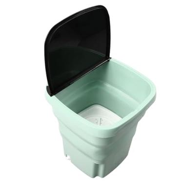 Imagem de Mini máquina de lavar portátil de 15L - Lavadora de roupa compacta dobrável com cesta de drenagem e mangueira para apartamentos, trailers, acampamento - Design verde leve